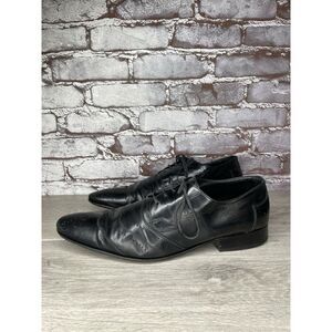 Kalena’s Black Leather Double Wingtip Lace Up Italy Dress Shoes Men 43EU/10M US